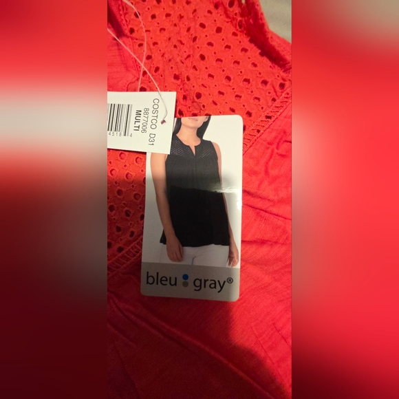 2X "Bleu Gray" Coral Red Sleeveless Top - Picture 4 of 6